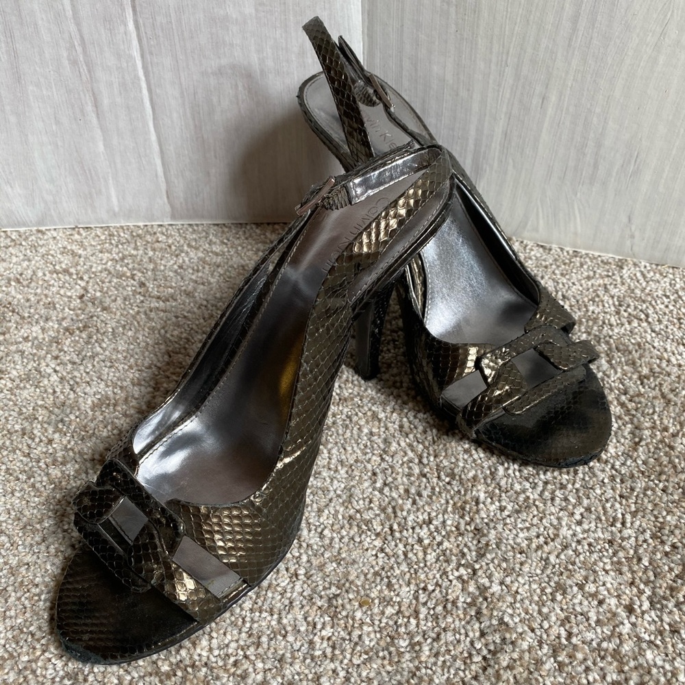 Calvin Klein Silver Snakeskin sling backs Size 7.5